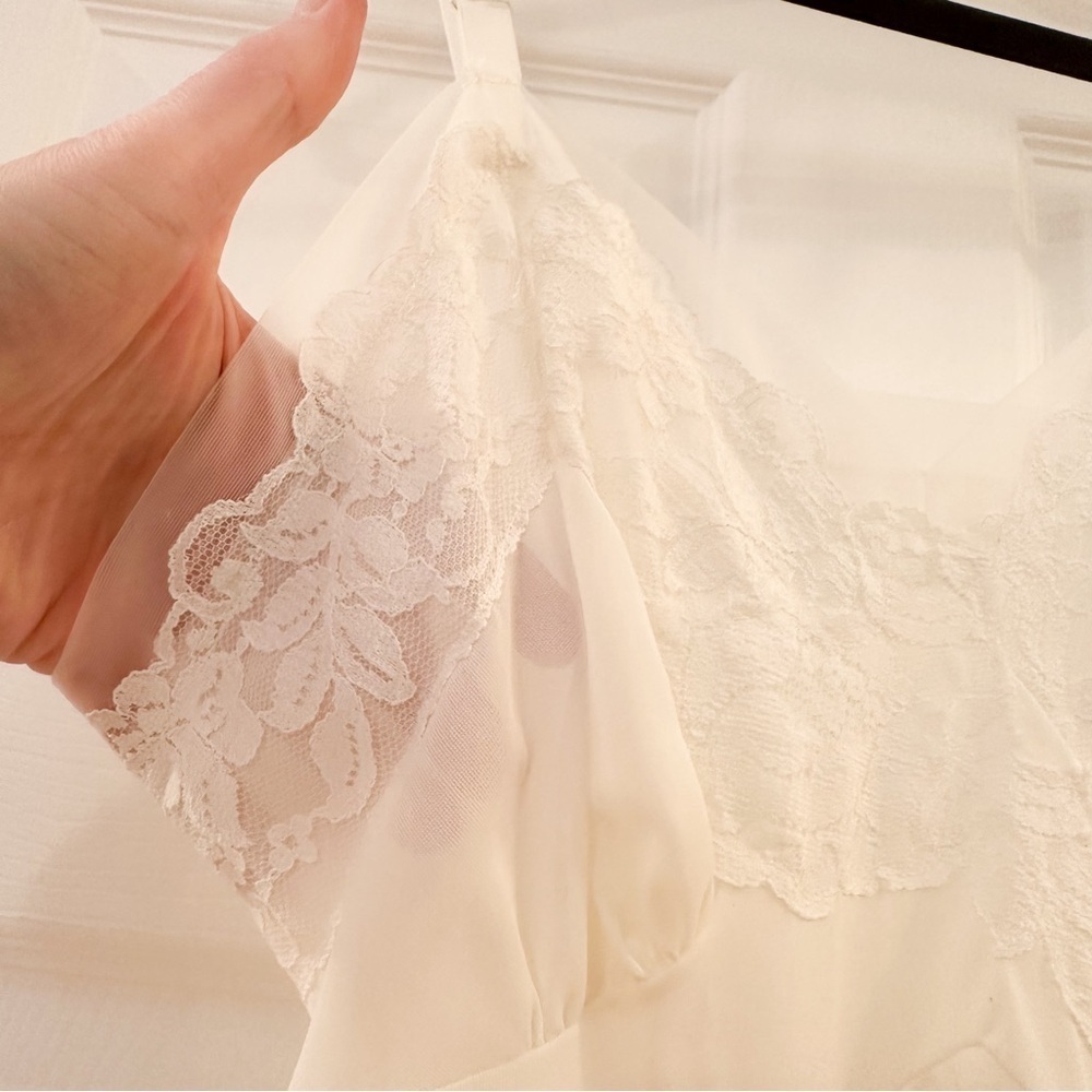 Vintage Lace Sheer Lingerie Slip Dress White sz Small - Picture 3 of 6